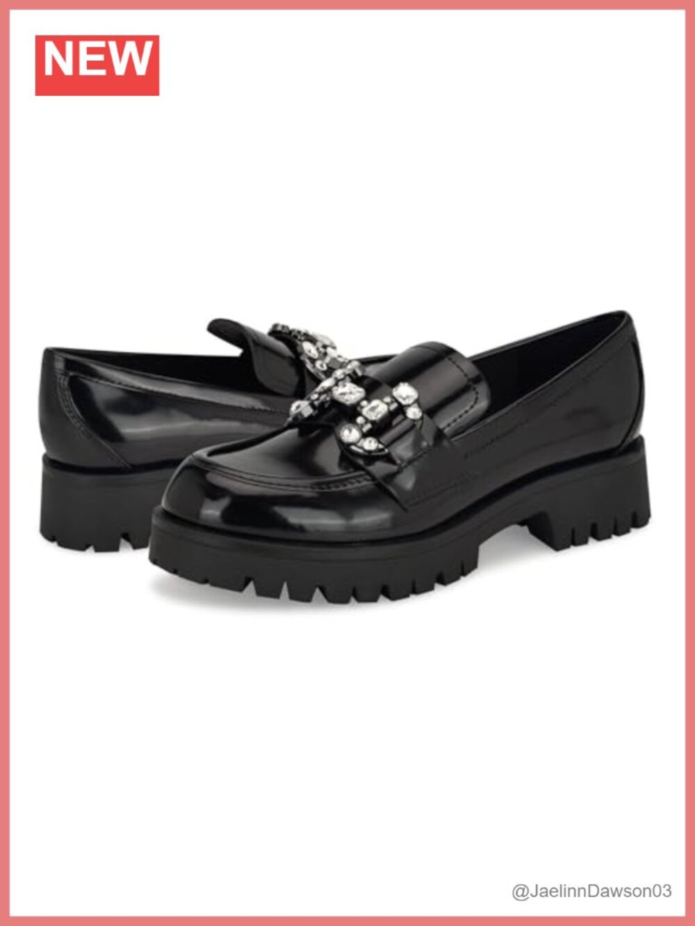 Faux Patent Leather Bow Loafer Slip-On Lug Sole Women's Shoes